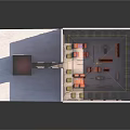 Indoor Skate Park With Graffiti Red Walls Red Orange Ramps Stairs And Benches