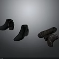 Fashionable Black Short Boots With Zipper Design And Worn Pair Showcase