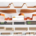 Diverse Landscape Seating Designs With Curved Shapes And Wooden Textures