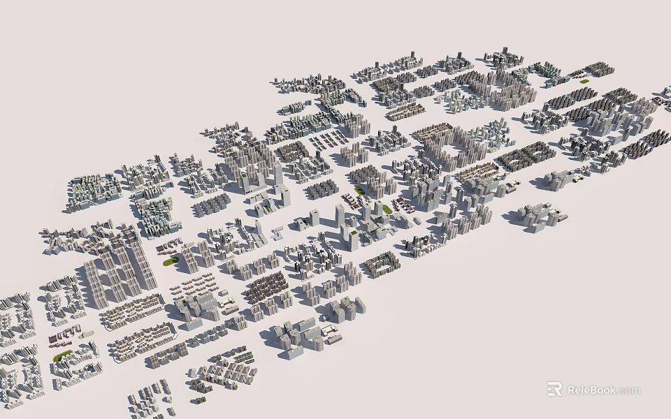 Detailed Urban City Building Complexes With Diverse Architectural Structures And Layouts 3d model 