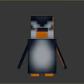 Blocky Pixel Art Penguin Game Character With Orange Beak And Feet 3D Render