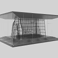 Wire Mesh Structural Components Inside Transparent Cube Modern Design