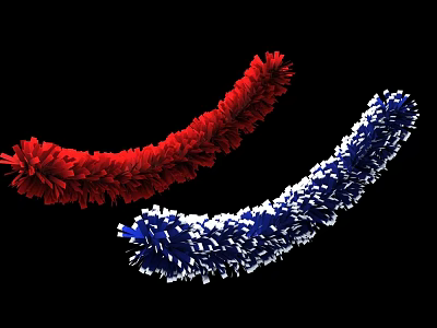 Vibrant Decorative Ornament Set With Red And Blue Soft Feather Streamers 3d model