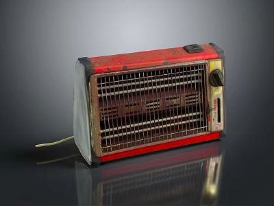 Vintage Red Kitchen Heater Appliance with Classic Design and Functional Features 3d model