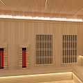 Modern Sauna Interior Design With Wooden Walls Stoves And Warm Lighting