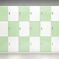 Green And White Storage Lockers Arranged In Rows For Organized Storage 3d model