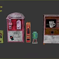 Different Colored Electronic Vending Machines Including Atomic Cola And Coffee Dispensers