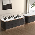 Modern Display Shelves With Glass Top And Wooden Drawers For Small Black Items