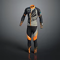 Tight Fitting Black And Orange Athletic Compression Suit With All In Sport Branding Long Sleeve Pants