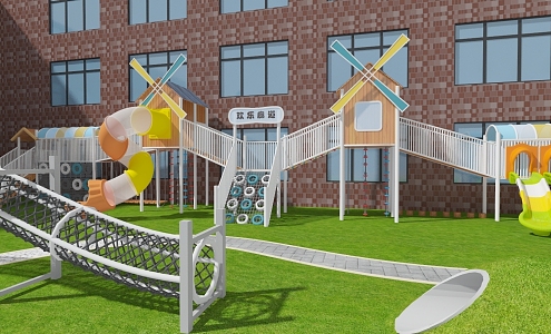 Amusement large slide hillside 3d model