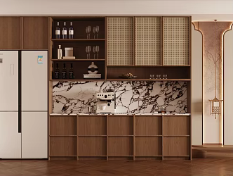 New Chinese Style Log Sideboard Finished Sideboard Cabinet Tea Cabinet Sideboard Refrigerator Sideboard End View Cabinet Sideboard 3d model