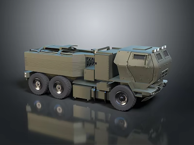Military Green Heavy Duty Six Wheeled Cargo Truck With Armored Cab Design 3d model