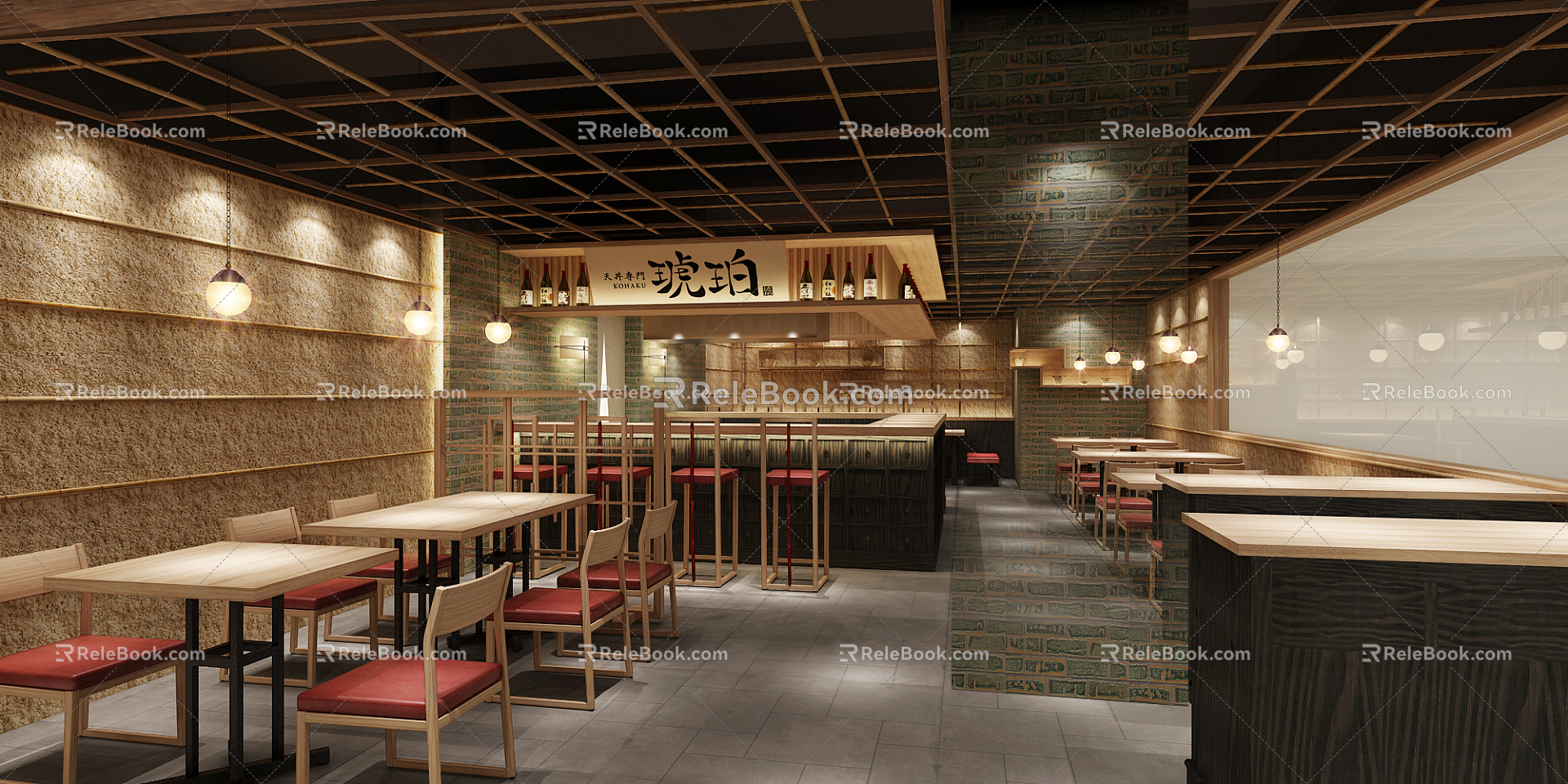 Japanese restaurant noodle restaurant 3d model