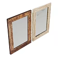 Rustic And Light Wood Frame Mirrors Reflecting Interior Living Spaces 3d model