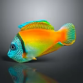 Colorful Tropical Fish With Vibrant Orange Yellow Green Scales And Blue Eyes