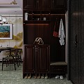 Chinese Style Hallway Hallway Rosewood Shoe Cabinet 3d model