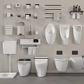 Modern Bathroom Toilet Collection With Urinals Wash Basins Holders Racks And Shelves