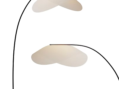 Modern Arched Floor Lamp With Curved White Shade And Black Metal Stand 3d model