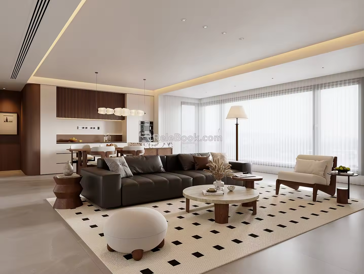 Modern Middle-ancient Style Guest Restaurant Hengting Guest Restaurant Middle-ancient Style Sofa Coffee Table Middle-ancient Style Island Table and Chair Sideboard Hanging Painting Chandelier Solid Wood Sofa 3d model