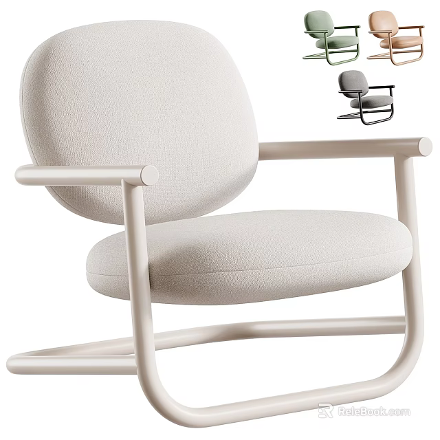 Modern Soft Fabric Leisure Chair With Sleek Metal Armrest Frame For Cozy Home Living Space 3d model 