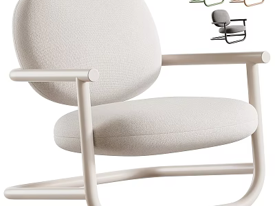 Modern Soft Fabric Leisure Chair With Sleek Metal Armrest Frame For Cozy Home Living Space 3d model