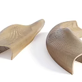 Modern Curved Wooden Landscape Seats With Unique Grid Texture Design