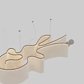 Modern Minimalist Fabric Chandelier Design With Curved Wavy Layers And Neutral Tones