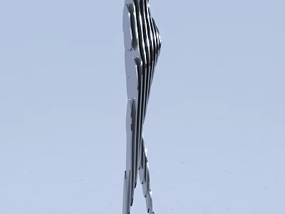 Modern Metal Sculpture With Abstract Striped Design And Vertical Artistic Structure 3d model