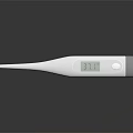 White Digital Thermometer With Digital Display Showing 372 Degrees On Black Surface 3d model