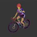 Woman Riding Road Bicycle Wearing Helmet And Blue Cycling Jersey