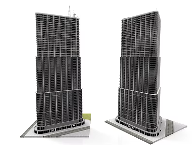 Modern High Rise Twin Buildings With Grid Facade And Urban Architecture 3d model