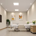 Modern Hospital Outpatient Clinic Waiting Area With Nurse Station And Seating
