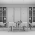 Elegant Modern Restaurant Interior With Marble Dining Table And Metal Frame Chairs 3d model