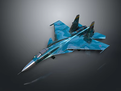 Blue Camouflage Military Fighter Jet With Sleek Aerodynamic Design And Detailed Wings 3d model