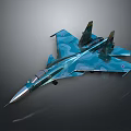 Blue Camouflage Military Fighter Jet With Sleek Aerodynamic Design And Detailed Wings