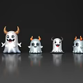Game and Movie Characters Cartoon Ghost Figures With Horns And Various Expressions
