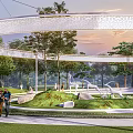 circular green space landscape annular construction 3d model
