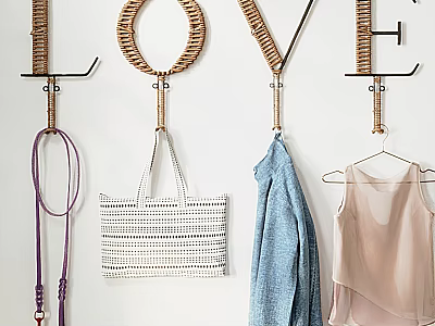 Decorative LOVE Shaped Hooks For Hanging Tote Bag Scarf And Clothes On Wall 3d model