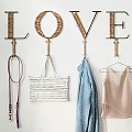 Decorative LOVE Shaped Hooks For Hanging Tote Bag Scarf And Clothes On Wall