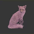 Realistic Red Fox Sculpture Sitting With Textured Fur And Reflection On Gray Background