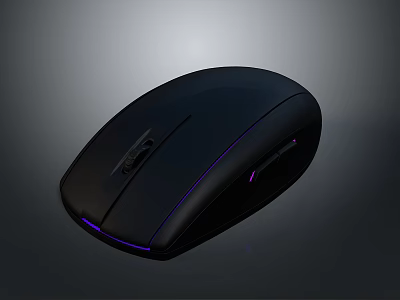 Modern Black Wireless Mouse With Purple LED Lights Ergonomic Sleek Design For Daily Use 3d model