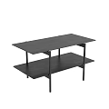 Modern Black Side Table With Two Tier Shelf And Metal Frame Design 3d model