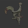 Ancient Bronze Rooster Sculpture With Detailed Artistic Carving And Traditional Design