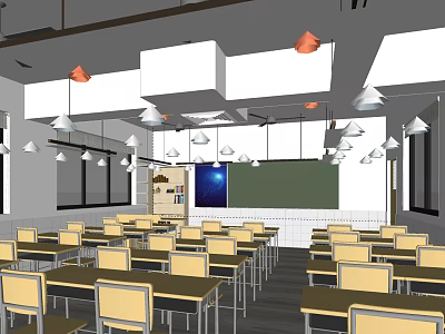 Modern Classroom Middle School Classroom Indoor 3d model