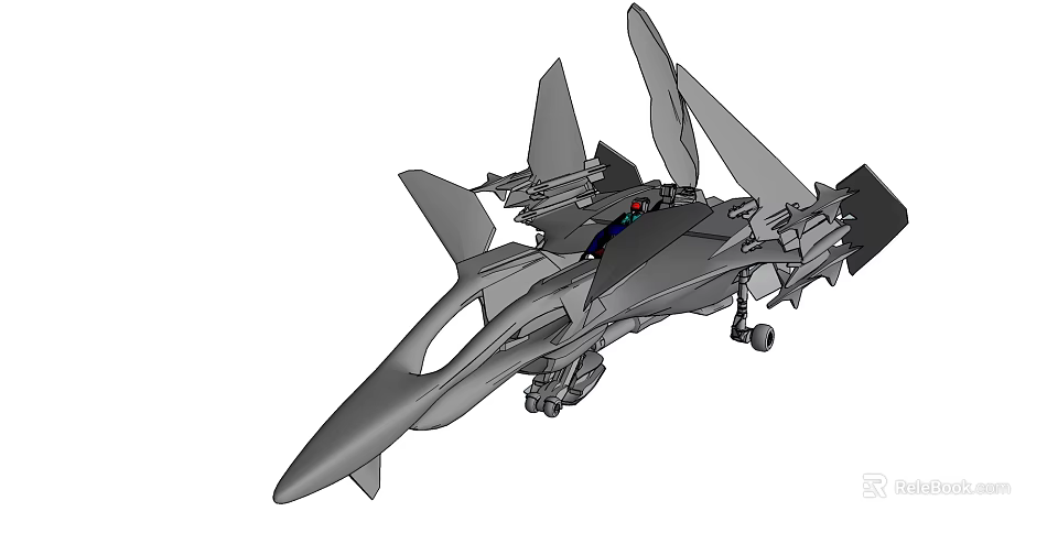 Detailed Gray Fighter Jet 3D Model With Multiple Wings And Cockpit 3d model 