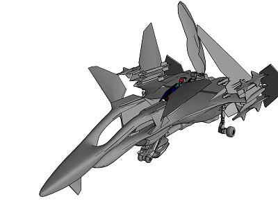 Detailed Gray Fighter Jet 3D Model With Multiple Wings And Cockpit 3d model