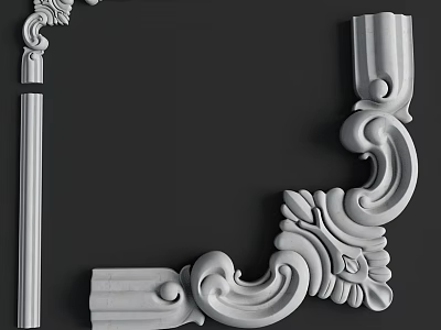 European-style Carved Line Carved Corner Flower Gypsum Line 3d model