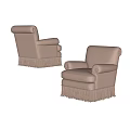 Classic Brown Armchair Design With Fringe Trim And Comfortable Seating