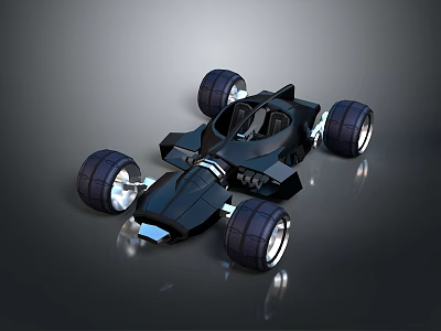 Futuristic Black Concept Car With Large Wheels And Sleek Exterior Design 3d model