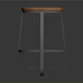 Modern Round Wooden Top Stool With Sturdy Metal Cross Legs Design